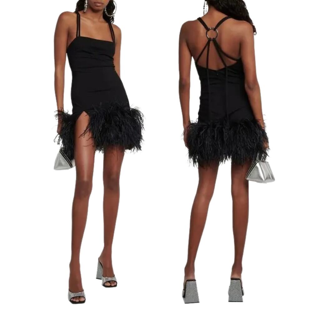 The Attico Fujiko Dress Mini Feather Evening Formal Party Cocktail NYE LBD 6